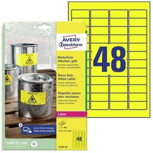Avery Zweckform Heavy Duty 45,7 x 21,2 mm geltona
