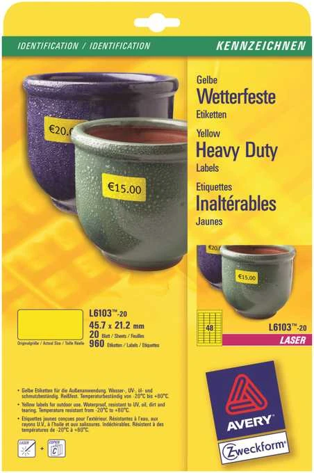 Avery Zweckform Heavy Duty 45,7 x 21,2 mm geltona