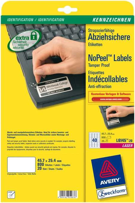 Avery Zweckform NoPeel A4 45,7 x 25,4 mm