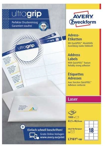 Avery Zweckform adresų etiketės 63,5 x 46,6 mm vokams (L7161-100)