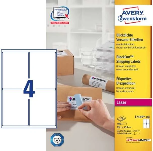 Avery Zweckform TIK.ZF 7169 99.1X139 100 ARK. / 400 / ETIKETĖ - L7169- 100