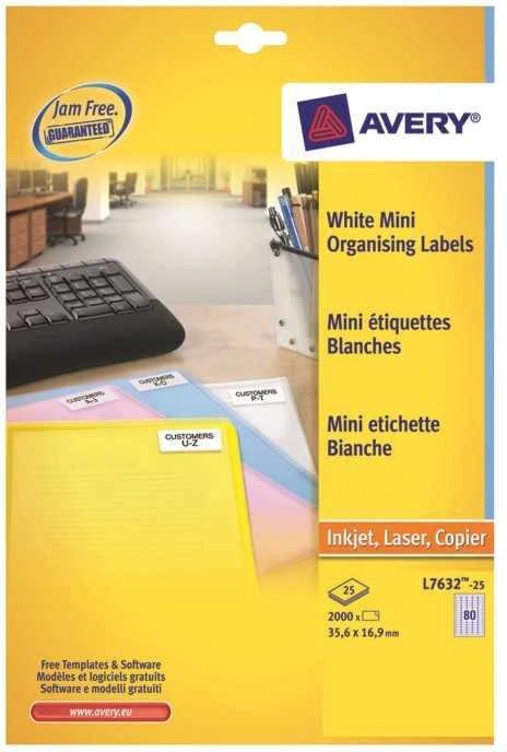 Avery Zweckform etiketės ženklinimui ir organizavimui 35,6 x 16,9 mm (L7632-25)