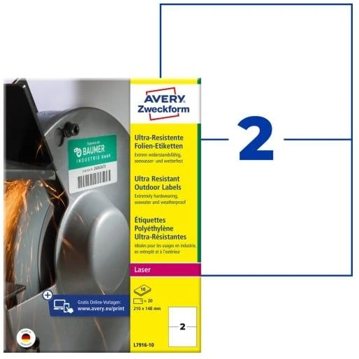 Avery Zweckform itin atsparus A4 210x148mm, balta