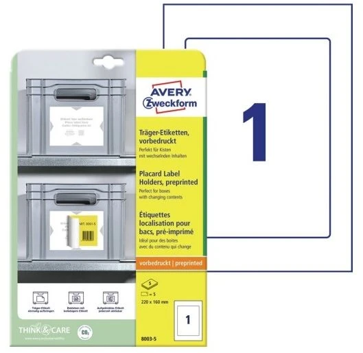 Avery Zweckform 8003-5 220 x 160 mm Polypropylen Weiss Hellgrau 5 St. Permanent
