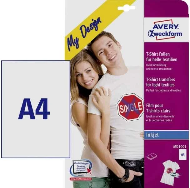 Avery Zweckform Lyginamos folijos lengviems audiniams, A4, 5 lakštai baltos
