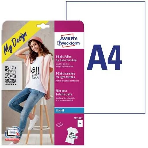 Avery Zweckform Lyginamos folijos lengviems audiniams, A4, 5 lakštai baltos