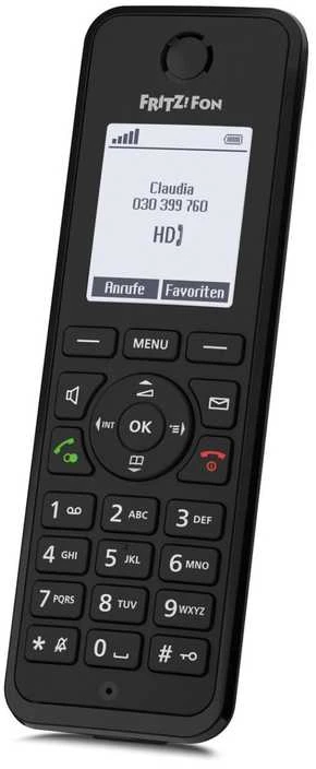 FRITZ! AVM Fon M3, DECT telefonas, belaidis ragelis, garsiakalbis, 300 įrašų, skambinančiojo ID, juodas