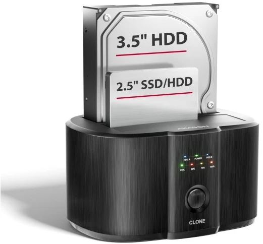 Axagon USB-C 5Gbps docking station for 2x 2.5"/3.5" SSD/HDD with disk cloning function without PC