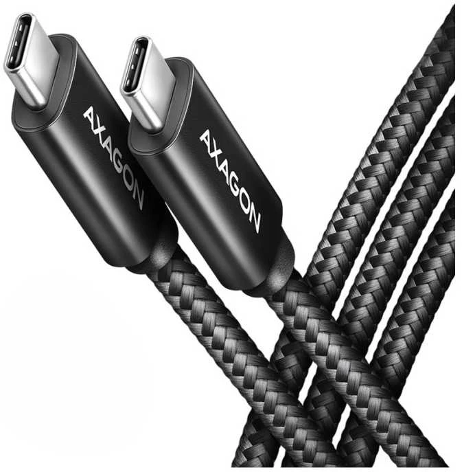 Axagon Data and charging USB 480Mbps kabelio ilgis 2 m. PD 240W, 5A. Juodas braided.