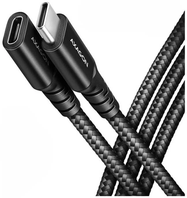 Axagon Extension USB 20Gbps kabelio ilgis 1 m. PD 240W, 5A, 8K HD video. Juodas braided.
