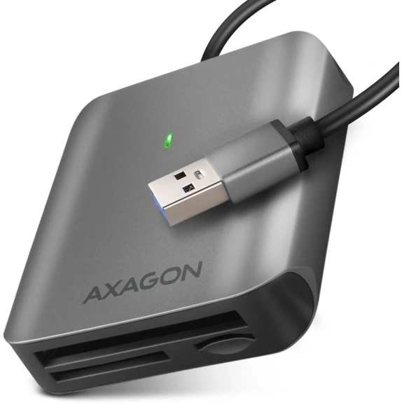 Axagon aliuminio didelės spartos USB-A 3.2 Gen 1 atminties kortelių skaitytuvas. 3 lizdai, UHS-II.