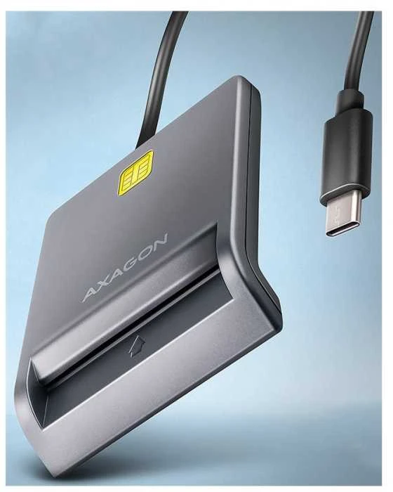AXAGON CRE-SM3TC USB-C išmaniųjų kortelių/ID kortelių skaitytuvas su 1,2 m laidu