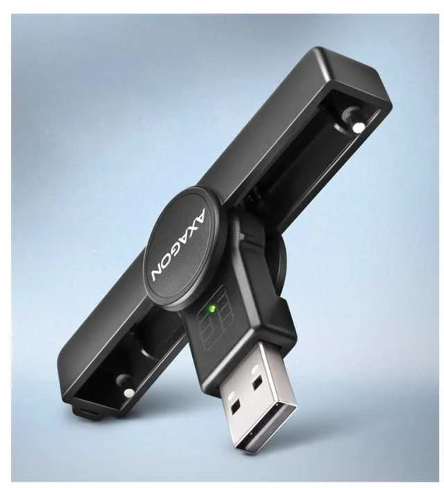 Axagon Sulankstoma kišenė USB-A kontaktas Smart / ID kortelių skaitytuvas.