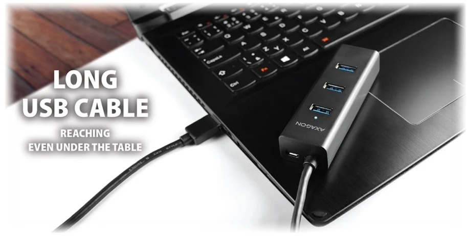 AXAGON HUE-S2BP 4x USB3.0 įkrovimo šakotuvas 1,2 m laidas, MicroUSB įkrovimas, įsk. kintamosios srovės adapteris