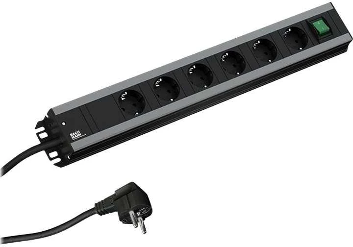 Bachmann amatininkų juostelė 6 kartus 90°, juoda 2,0m. su jungikliu dešinėje