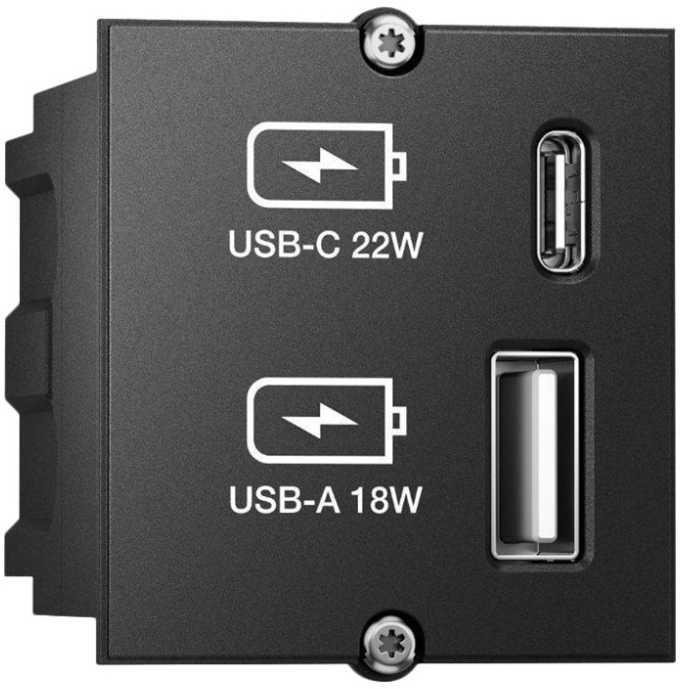 Bachmann Elektros lizdas USB A + USB C juoda (917.227)