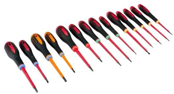 Bahco XXL Izoliuotų atsuktuvų rinkinys ERGO™ 14 vnt - SL2,5/3,0/3,5/4,0/5,5; PH1/2; PZ1/2; T10/15/20; Combi SL5/PZ1, SL6/PZ2 - 1000V VDE