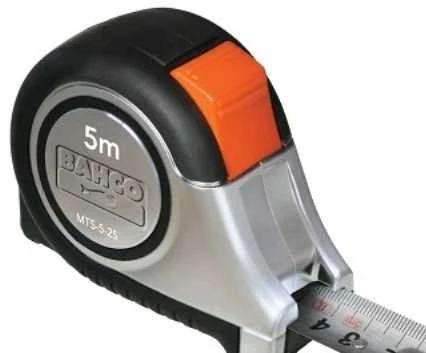 Ruletė Bahco Inox MTS 5m x 25mm su aut. stabdžiu, gumuota, magnetas
