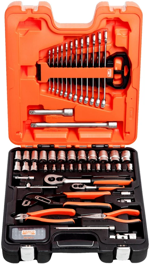 Mišrus įrankių, galvučių ir terkšlių rinkinys 1/4"-1/2", 81vnt Bahco