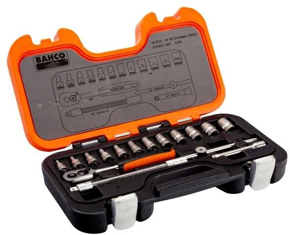 Bahco Galvučių, terkšlės ir priedų rinkinys 1/4" 16vnt