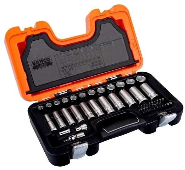 Bahco Galvučių ilgų ir trumpų rinkinys 10-22mm + bits PH,PZ,HEX,TORX 53vnt 3/8"