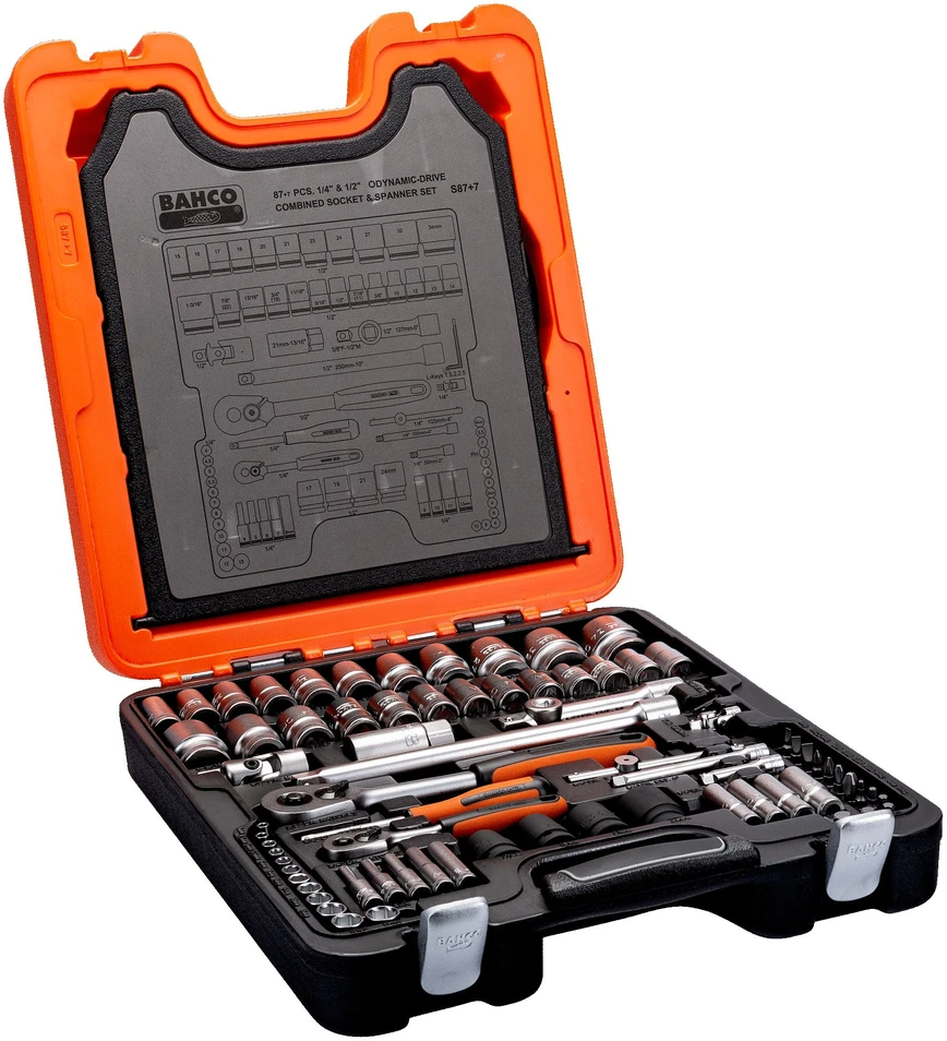 Bahco Galvučių, priedų ir raktų rinkinys 1/2" ir 1/4" 94 vnt