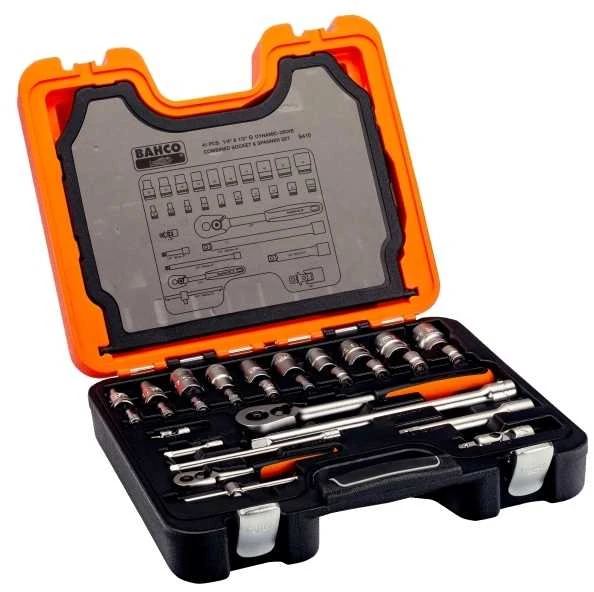 komplektas nasadek 1/4" i 1/2'' i plokščių dvikilpių veržliarakčių BAHCO [S410]