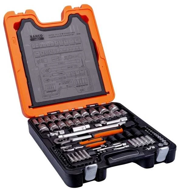 Bahco Galvučių, priedų ir raktų rinkinys 1/2" ir 1/4" 106 vnt