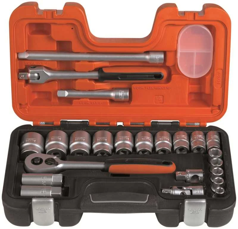 Bahco Galvučių, terkšlės ir priedų rinkinys 3/8"-1.1/4" jungtis 1/2” 23vnt