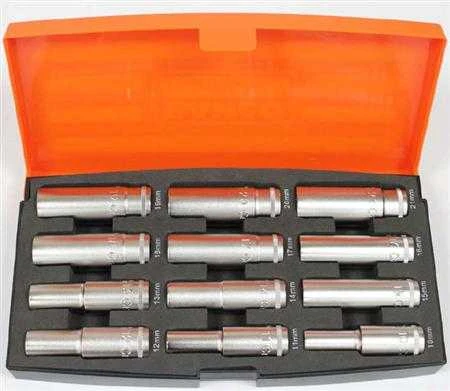 Galvučių rinkinys, įgilintų 1/2 12vnt. 10, 11, 12, 13, 14, 15, 16, 17, 18, 19, 20, 21 mm Bahco