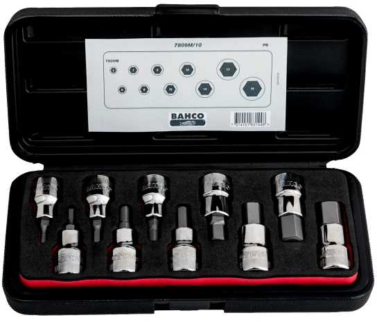 Bahco 7809M/10 Unbrako įrankių rinkinys su 1/2" pavara, 5-19 mm, 10 galvučių