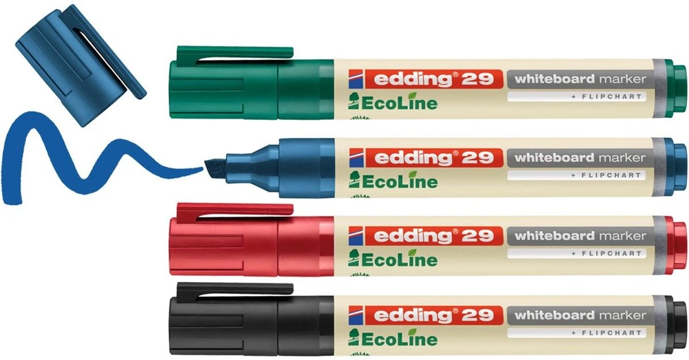 Baltos lentos žymeklis Edding 29 EcoLine, asortimentas, 1-5 mm, nuožulnus galiukas - su 4 vnt.