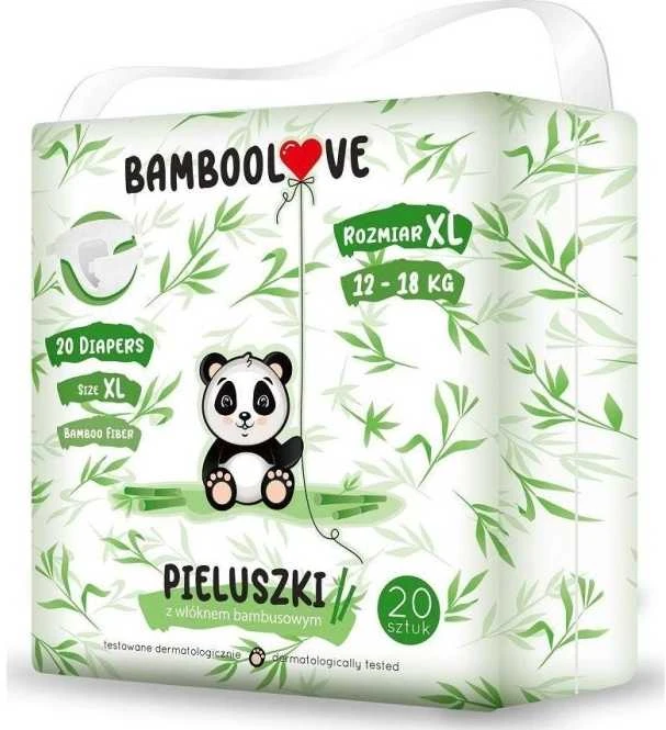 BambooLove bambuko pluošto vienkartinės sauskelnės XL (12-18 kg) 20vnt.