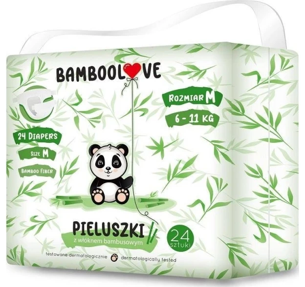 BambooLove bambuko pluošto vienkartinės sauskelnės M (6-11 kg) 24 vnt.