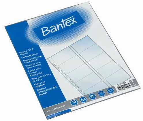 Bantex vizitinių kortelių A4 įvorės, 10 vienetų pakuotė