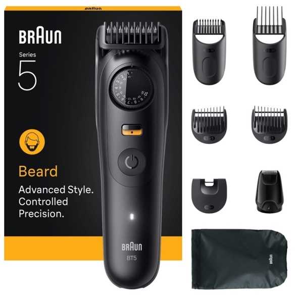 Braun „BeardTrimmer 5 BT5560“, plaunamas, su baterija, juodas