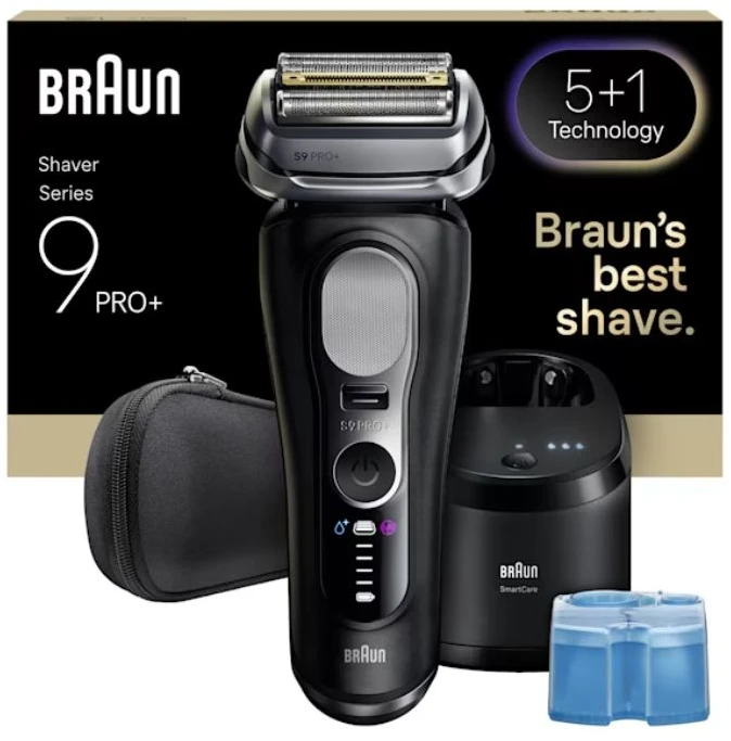 Barzdaskutė Braun Series 9 Pro+ 9660CC plėvelinis skustuvas, šlapiam ir sausam skutimuisi, juodas/sidabrinis