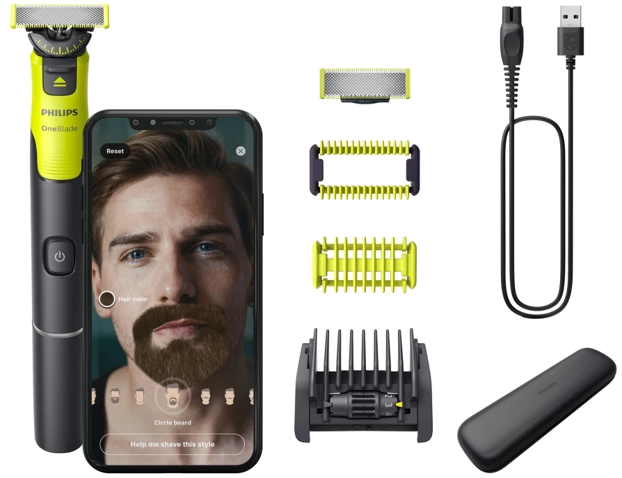 Barzdaskutė Philips OneBlade Pro 360 veidui + kūnui, QP4631/65, Juodos ir žalios spalvos