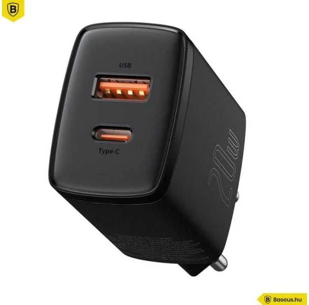 Baseus Kompaktiškas sieninis greitasis įkroviklis USB-C 20W, Juodos spalvos (CCXJ-B01)