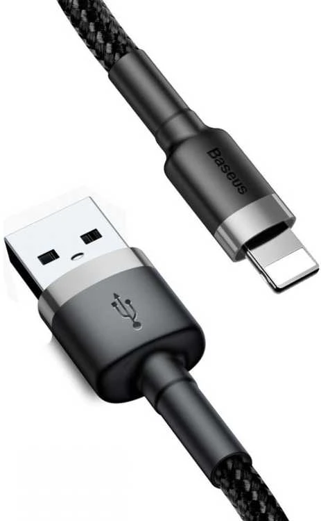 Baseus Cafule USB Lightning kabelis 2.4A 0.5m - Pilkas / Juodas