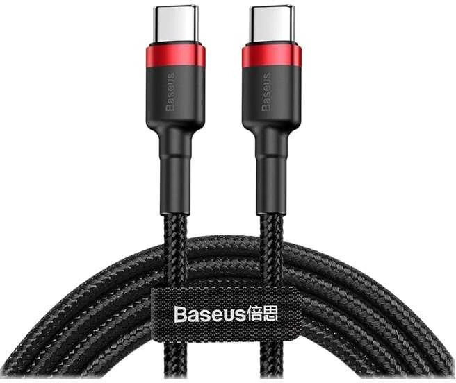 Kabelis Baseus USB2.0 C-USB C kištukas 1 m, su nailoniniu šarvu Cafule, raudonas/juodas