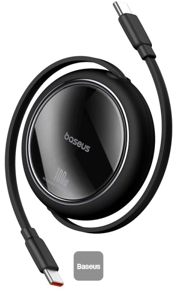 Baseus Free2Pull Mini USB-C į USB-C USB laidas, 60 W, 1, (juodas)
