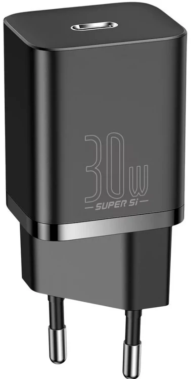 Baseus Sieninis įkroviklis Super Si 30W USB-C QC3.0 PD, juodas