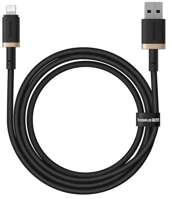 Baseus Dura Type A iki IP 2.4A greito įkrovimo laidas Juodas, Gold