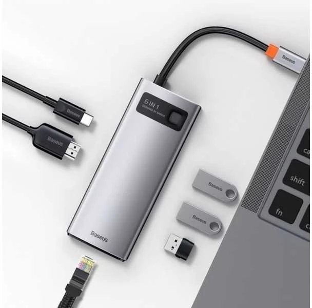 Jungčių stotelė / adapteris USB C kištukas - 8 rūšių jungtys Metal Gleam BASEUS