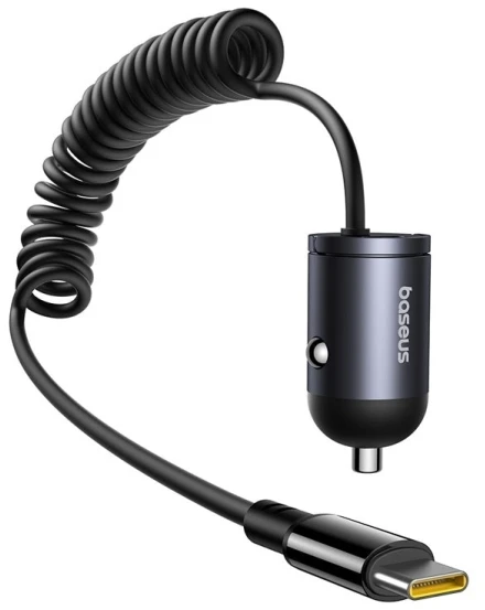 Baseus Automobilinis įkroviklis Tiny Star 30W 12-24V USB-C PD3.0 su integruotu USB-C kabeliu 30W 1.4m, juodas