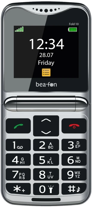 Mobilusis telefonas Bea-fon Beafon Fold 10 Sidabrinis Line, Grotastenklapphandy, juodas-sidabrinis
