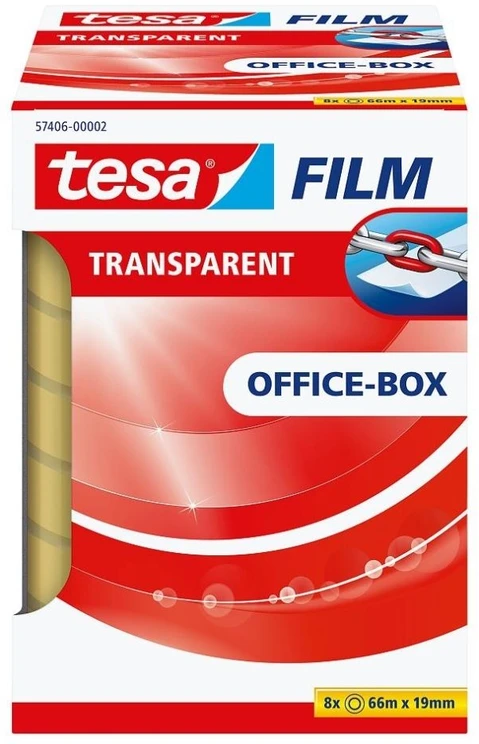 Tesa tesafilm Office Box 8 rolki 66m 19mm permatomas