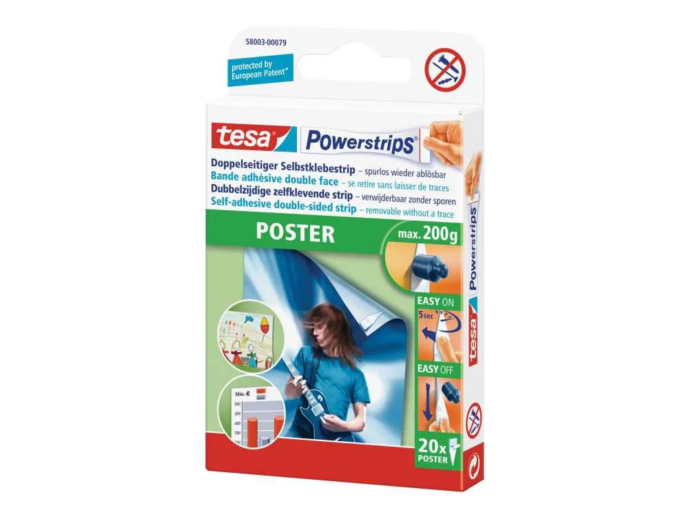 TESA LIPNIOS JUOSTELĖS 20vnt. 0,2KG POWERSTRIPS POSTER
