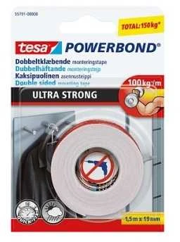 Tesa Powerbond Montageband itin tvirta juosta, 5 m, 19 mm